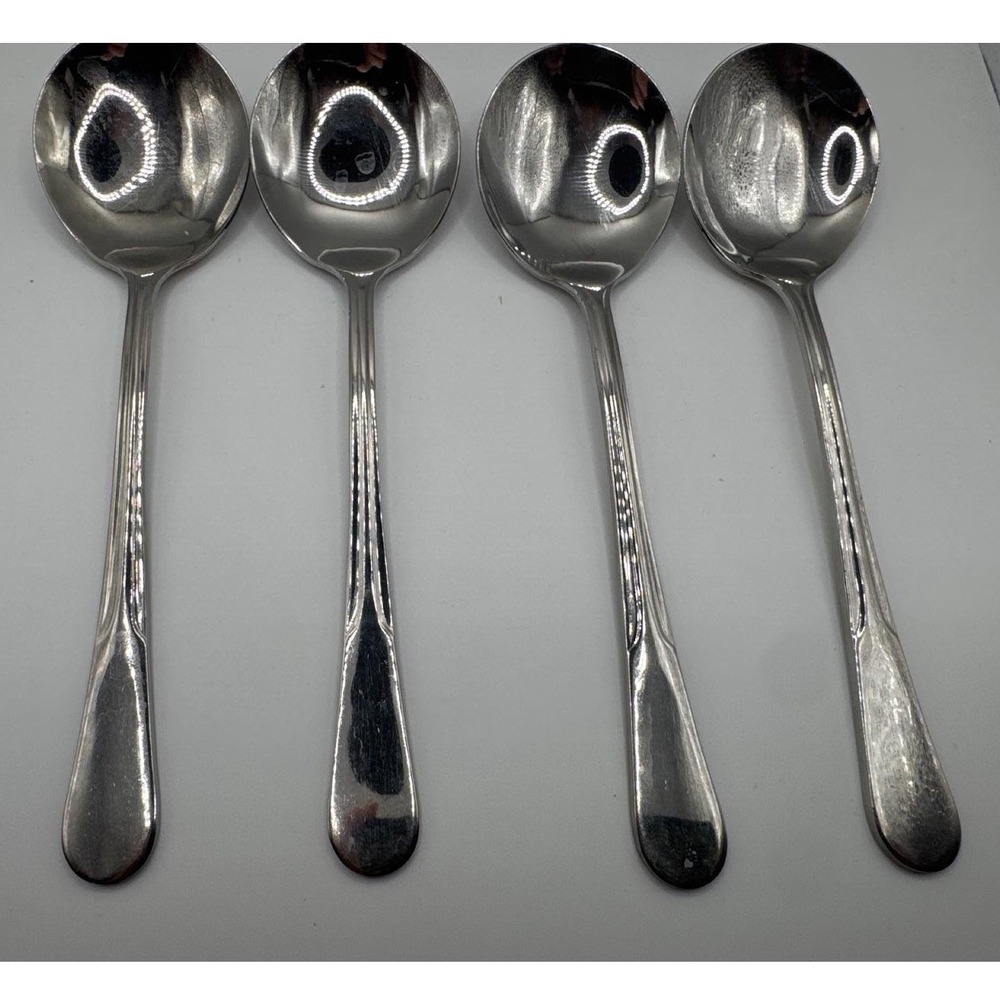 Endurance 18/10 Italy Stainless Steel Round Soup Spoons Set of 4 Silver Flatware